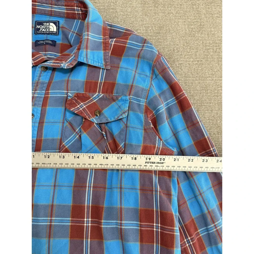 The North Face‎ Shirt Mens Large Blue Plaid Flannel Outdoor Hiking Button Front